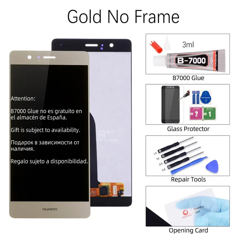 Gold No Frame Mini тачскрин дисплей экран для HUAWEI P9 Lite сенсорный дисплей LCD с тачскрином в рамке замена запчасти VNS L31 L21 EVA-L09 l19 Черный белый золотой - Цвет: Gold No Frame
