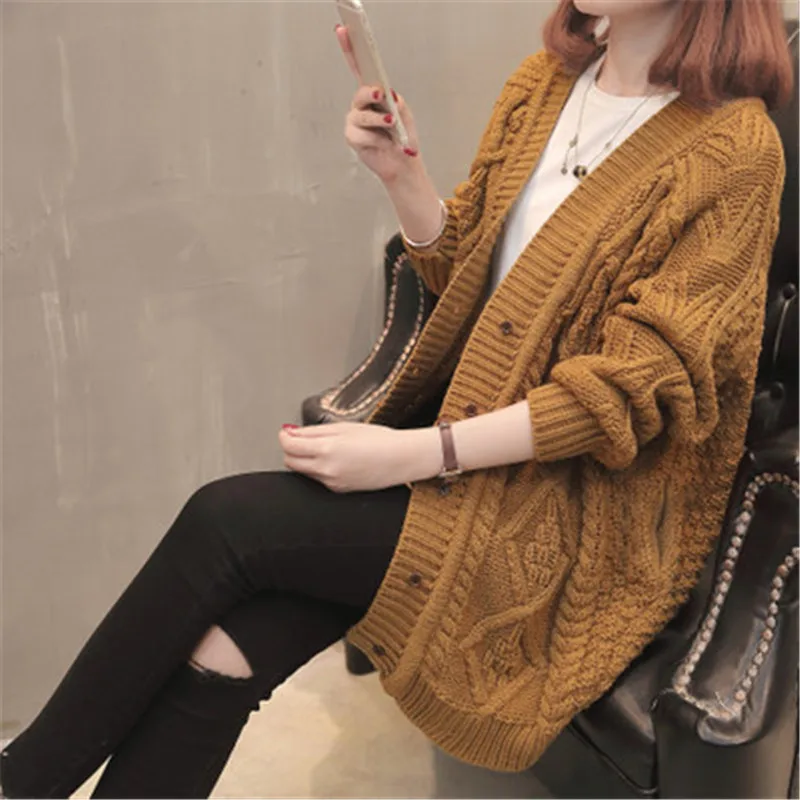 Длинный вязаный кардиган с длинным рукавом Повседневный свитер пальто 2020