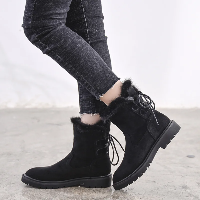 Fujin/зимние сапоги Женская зимняя обувь Толстый теплый плюш для холодной зимы