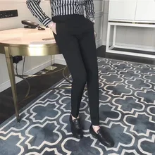 Pantalon de style coréen pour hommes, coupe cintrée, à petits pieds, décontracté, tendance business, sans repassage, section mince, neuf points  (1)