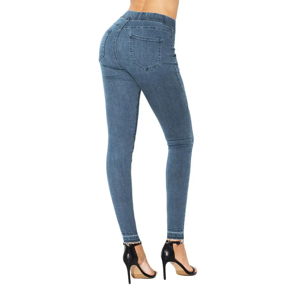 

Winter Jeans Woman 2020 New Solid High Waist Long Pants Lady Elastic Waist Skinny Snug Trousers 3 Colors Female Clothing Casual