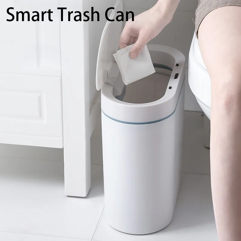 

Мусорная корзина с умным датчиком, Кухонное электронное автоматическое ведро для мусора, для дома, ванной, туалета, водонепроницаемое ведро...