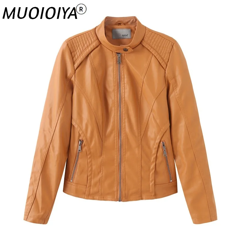 

2022 Plus Size Autumn Winter Women Leather Coat Female Rivet Biker Leather Jacket Coat Women Outerwear Female Jacket 6609
