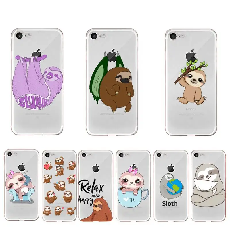 

YNDFCNB Sloth Cute Animals Phone Case For iphone 13 X XS MAX 6 6s 7 7plus 8 8Plus 5 5S SE 2020 XR 11 11pro max Clear funda Cover