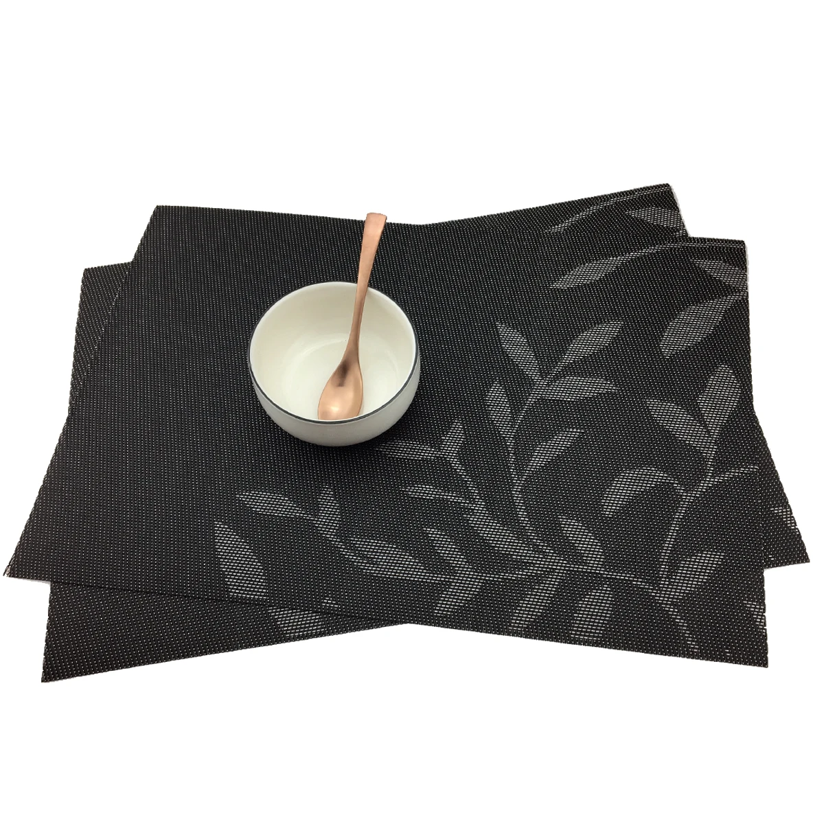 Модные столовые приборы с черными листьями кухонные аксессуары нескользящая