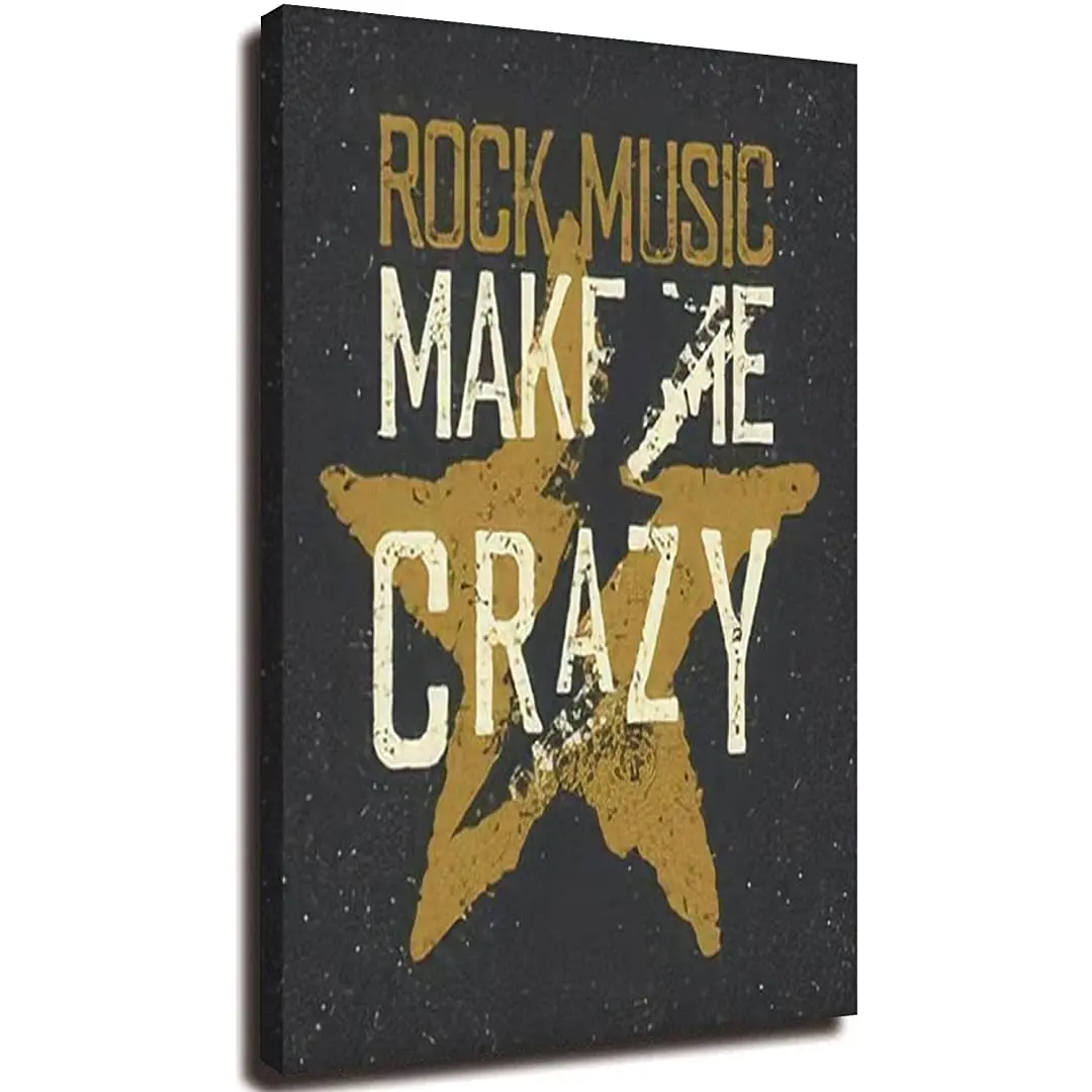 Живопись на холсте "Винтажная этикетка с звездой. Рок-музыка сводит меня с ума. Гранж-стиль футболка. Натянутая и оформленная".
