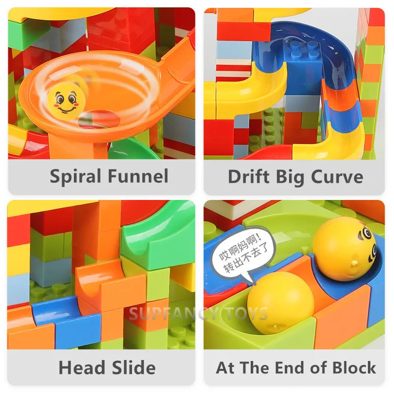 165Pcs Small Size Magical Marble Race Run Block Building Blocks Sets Funnel Slide DIY Construction Bricks Educational Kids Toys | Игрушки и