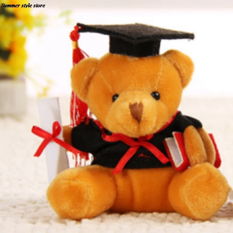 1pc 12cm Cute Dr. Bear Plush Toy Stuffed Soft Kawaii Teddy Bear Animal Dolls Graduation Gifts For Kids Children Girls