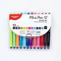 12pcs monaimi plus pen set 0 4mm fine point liner marker pens cute umbrella cap rainbow color drawing art school supplies a6548