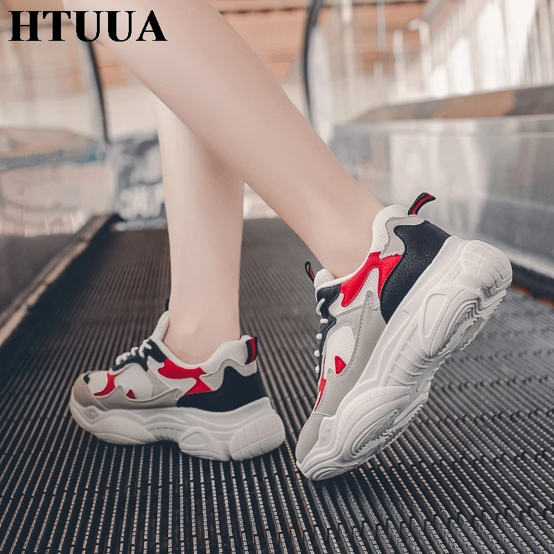 HTUUA Harajuku/женские не сужающиеся книзу теннисные кроссовки Basket Femme женские