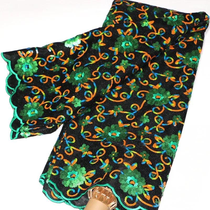 

OK6012 African Style For Women Double Net Lace With Sequins For Dresses