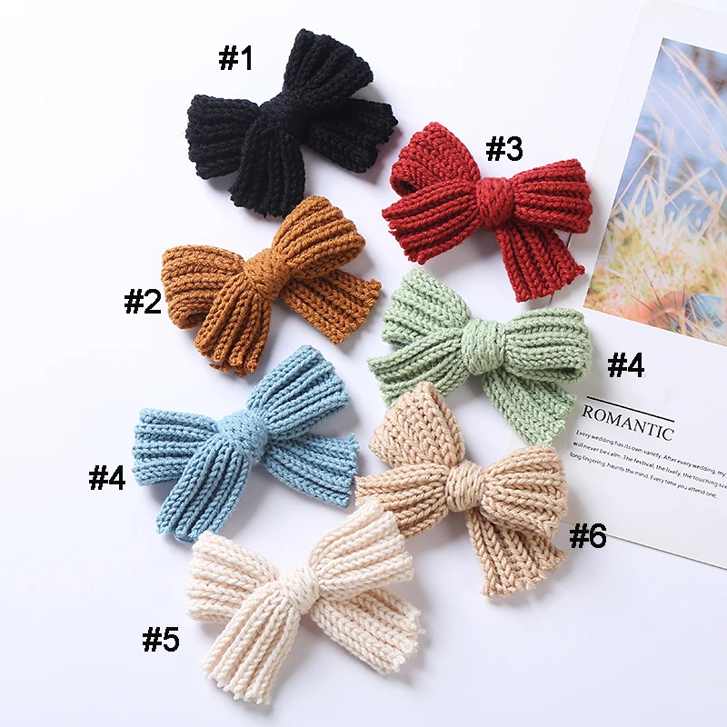 

20 Pcs/Lot, New Cute Crochet Bows Nylon Baby Headband Girls Wool Knitted Hair Bow Nylon Headbands,Kid Girls Knotbow Hair Clips