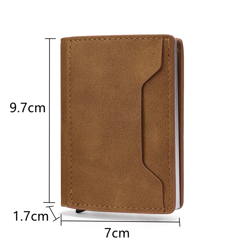

Anti-theft Rfid Leather Credit Card Holder Wallet Aluminium Men Business Bank Cardholder Case Luxury Slim Metal 6-8 Card Slots