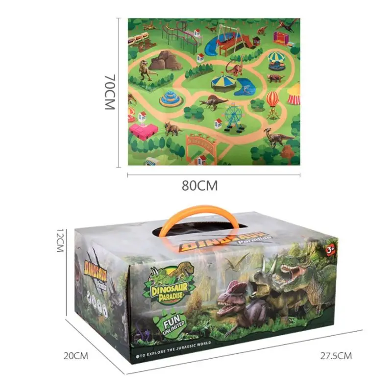 

2021 New Dinosaur Toy Figure w/ Activity Play Mat & Trees Realistic Dinosaur Playset