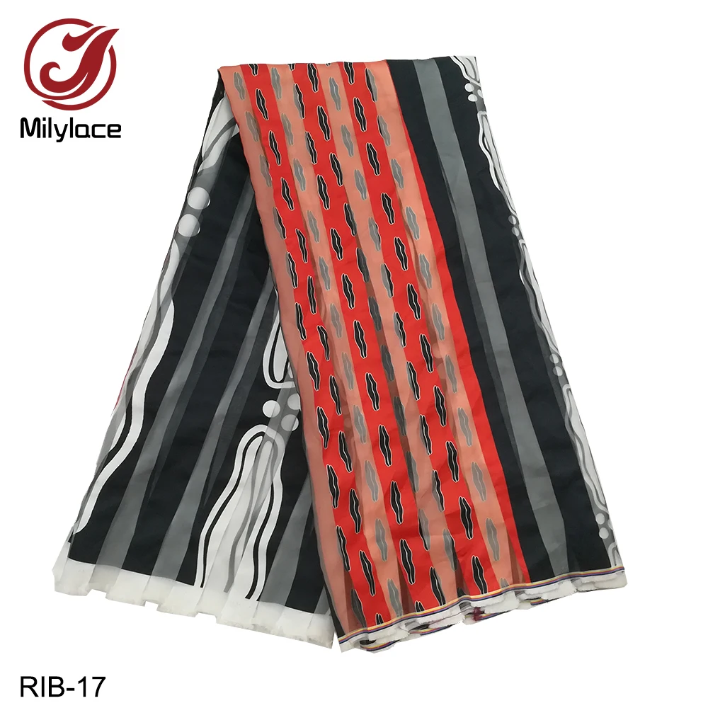RIB-17 Горячая Распродажа, африканская ткань из органзы с принтом и ленты, плотная лента для одежды, материал RIB-04 - Цвет: RIB-17