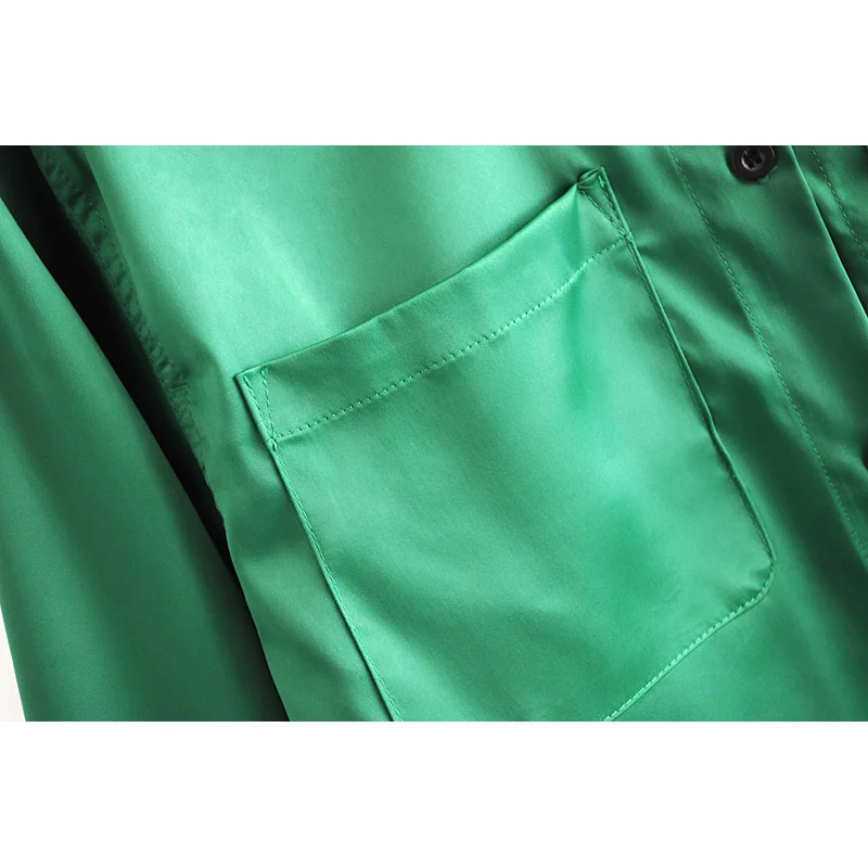 Za 2020 модная женская блузка зеленая из кусков с одной грудью простой