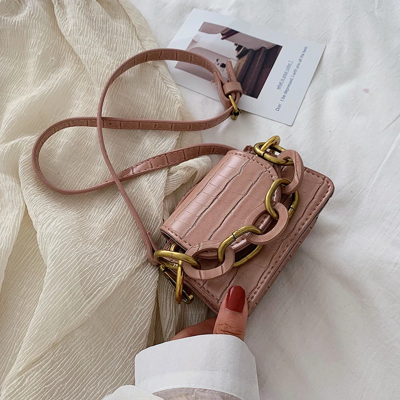 

Fashion New Stone Pattern Small Mini PU Leather Bags Branded Chain Crossbody Shoulder Handbag Travel Lady Trend and Purses