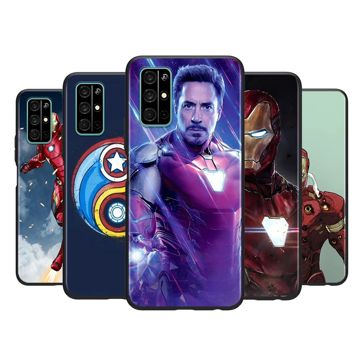 

Marvel Avengers Iron Man For HUAWEI Honor 50 30 V30 20 View 20 20E X10 10 Pro SE Lite 5G Silicone Black Soft Phone Case