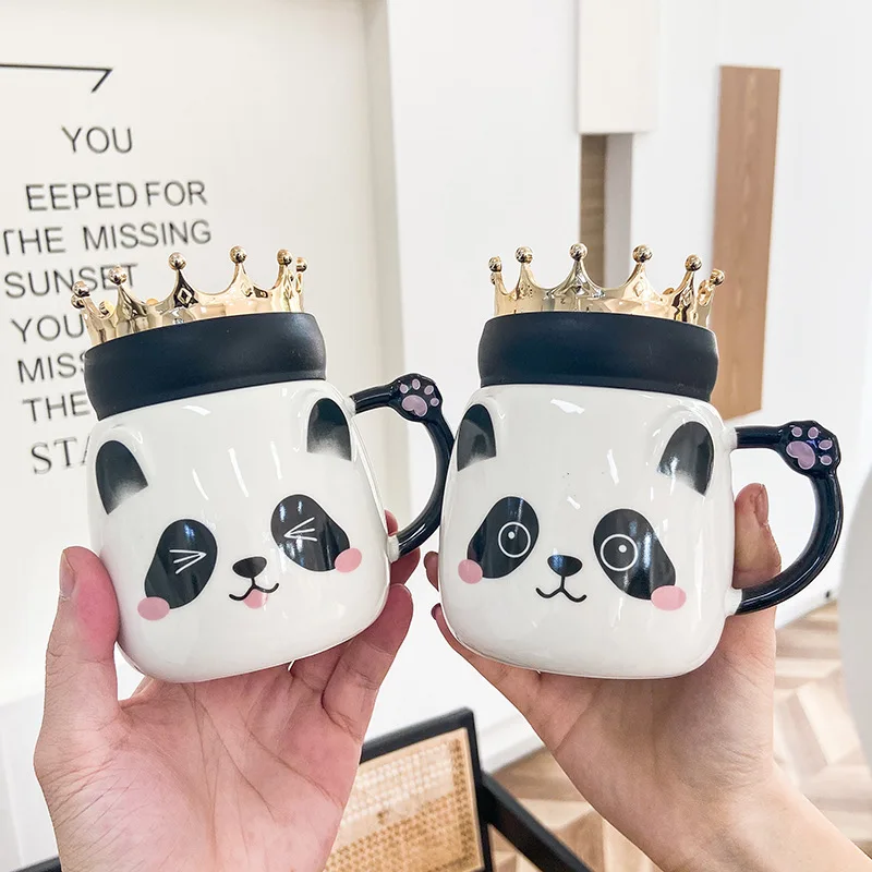 Panda Cup, Funny Coffee Mugs, Panda Cute Coffee Mugs with Lid & Spoon