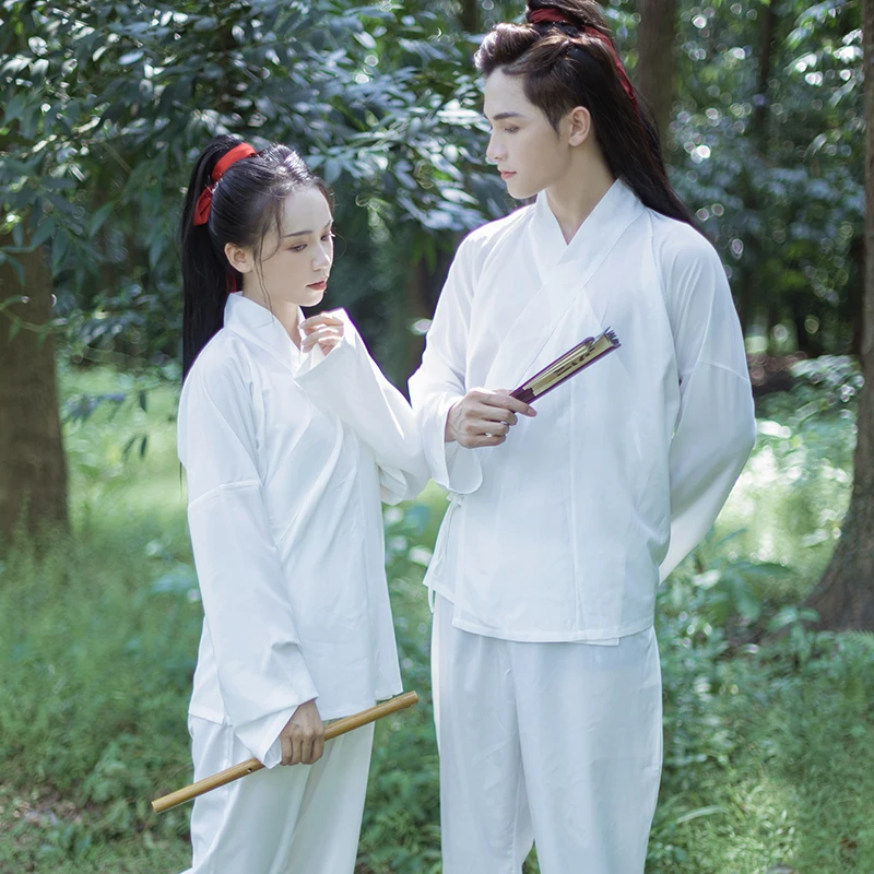 

2020 Hanfu для мужчин и женщин длинная рубашка белая блузка костюм Китайский традиционный ханьфу костюм для народных танцев в стиле ханьфу, маск...