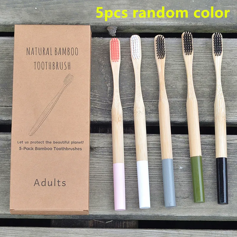 5pcs mix color 5 шт зубная щетка для взрослых бамбуковая зубная щетка es мягкая щетина Экологичная cepillo dientes bambu зубная щетка для ухода clareador de dente - Цвет: 5pcs mix color
