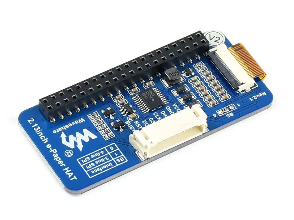 Waveshare 212x104 2 13 'E Ink display HAT для Raspberry Pi 2B/3B/Zero W трехцветный: красный черный белый.