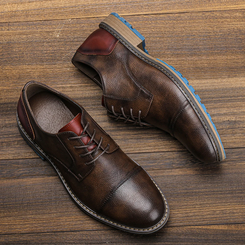 Мужская кожаная повседневная обувь Обувь в британском ретро стиле Модельные