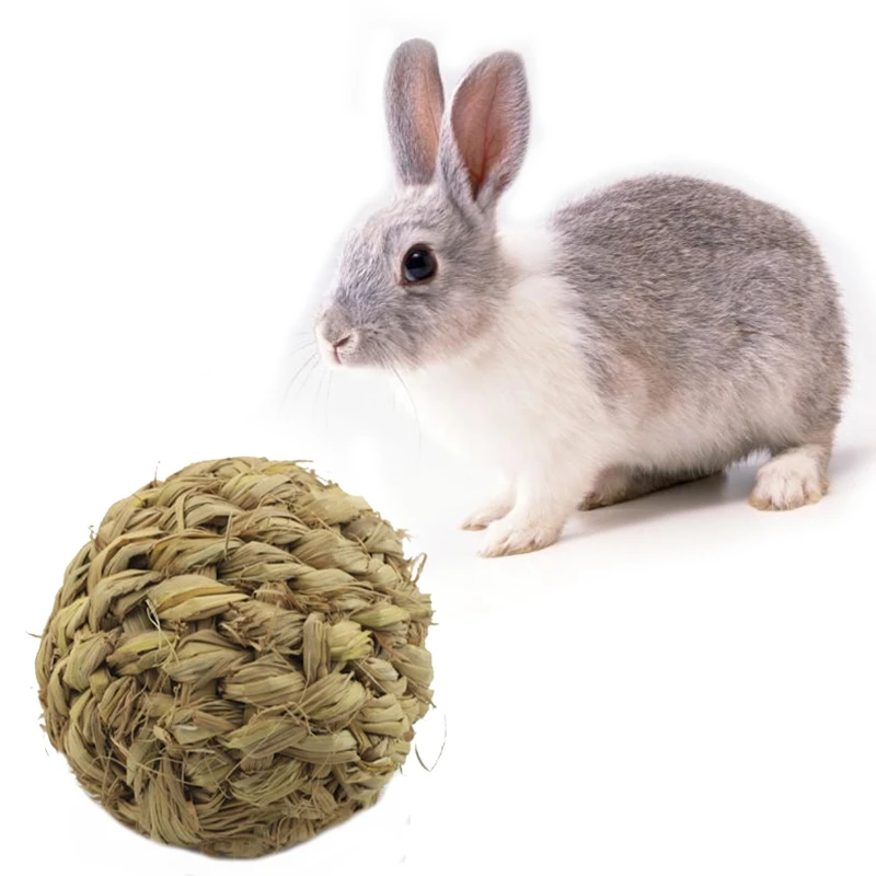 

NHBR Pet Chew Toy Natural Grass Ball with Bell for Rabbit Hamster Guinea Pig Tooth Cleaning