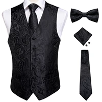 vests for men slim fit mens wedding suit vest casual sleeveless formal business male waistcoat hanky necktie bow tie set dibangu