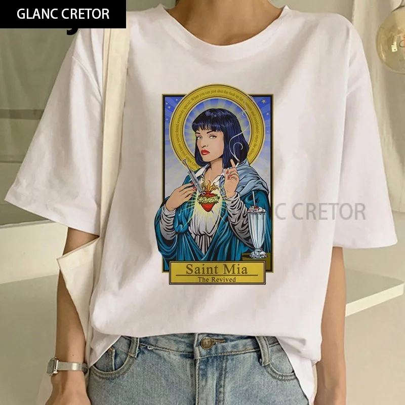 

Harajuku Funny Tops Female Pulp Fiction Movie Print T Shirt Women Ulzzang Summer T-shirt Fashion Tshirt Tees