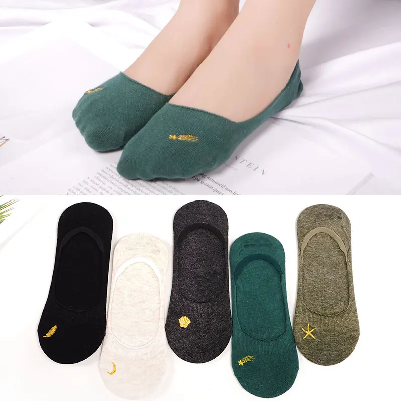Женские носки-Башмачки из хлопка однотонные модные Нескользящие хлопковые носки