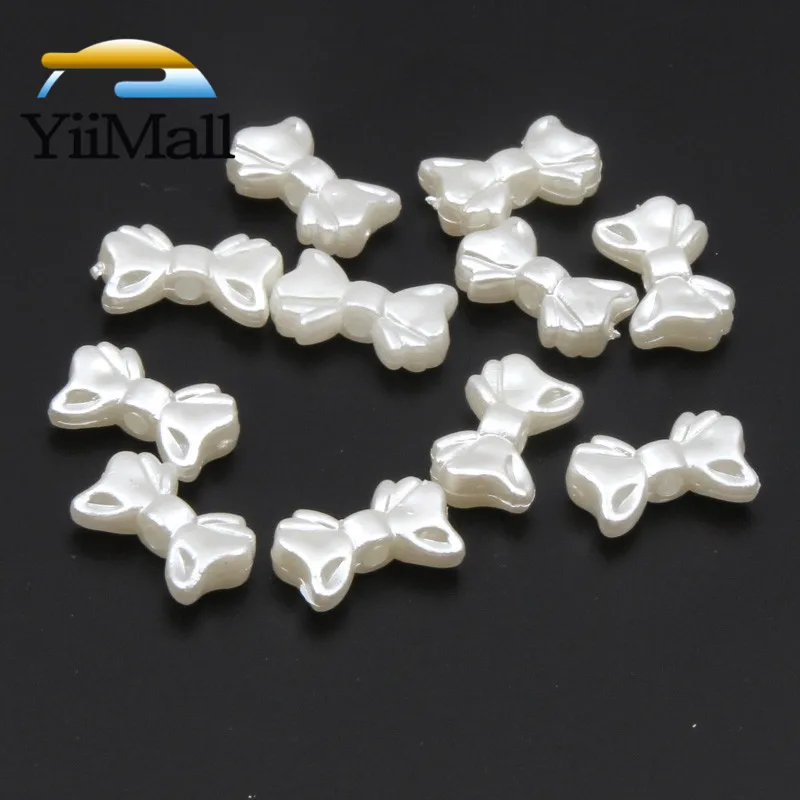 50pcs Ivory Bow-knot Imitation Pearls Beads 15mm Smooth Loose Spacer For Jewelry Making DIY Accessories | Украшения и аксессуары