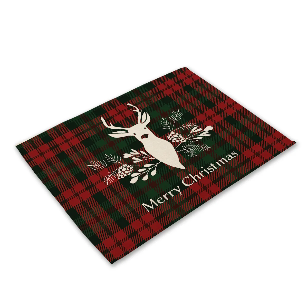 

1PC Christmas Napkin Geometric Printing Cotton Linen Cloth Art Heat Insulation Western Placemat Napkin