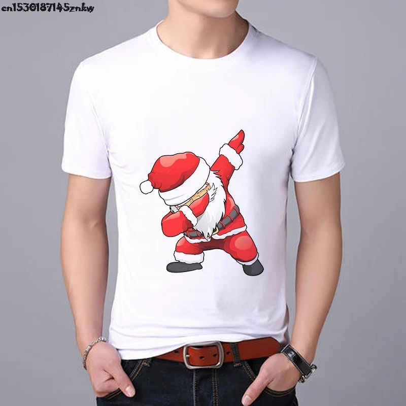 Забавная Мужская футболка с принтом Санта Клауса рождественские футболки