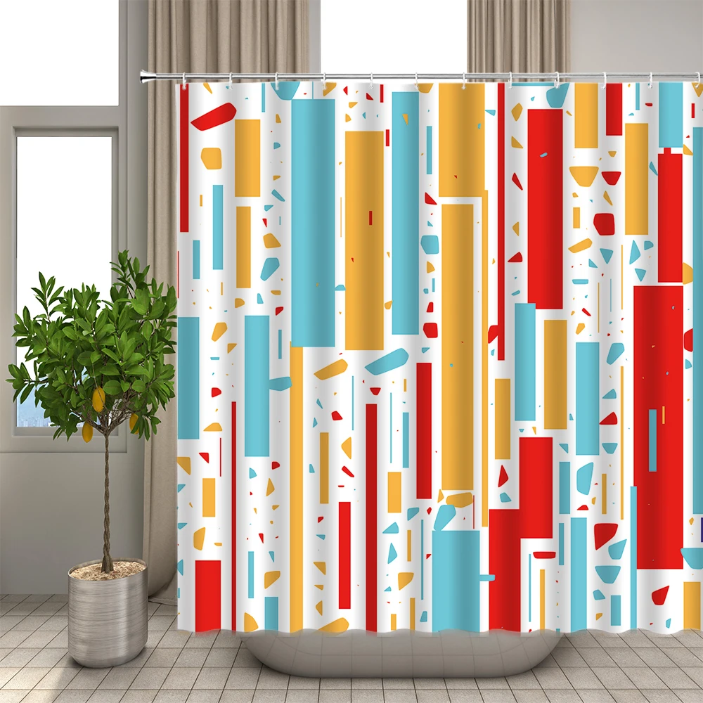 

Colorful Rainbow Stripes Pattern Shower Curtain Bathroom Waterproof Polyester Fabric Home Decor Washable Bath Curtains180*180cm