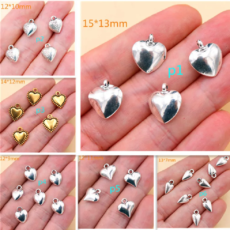 18 шт Различные стили моды 3D сердце образный подвески популярные серьги браслет DIY
