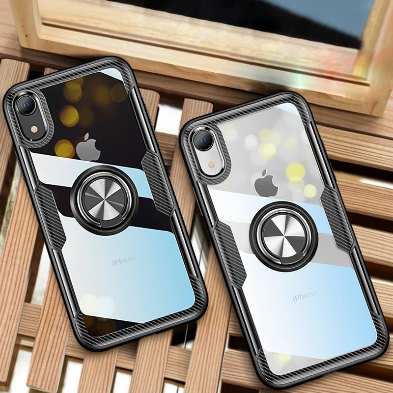 Противоударное кольцо чехол для iPhone 11 Pro Max X XS XR 7 8 6 S Прозрачная Жесткая задняя