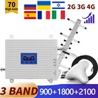 Трехдиапазонный усилитель сигнала 70 дБ с антенной 20dBi с высоким коэффициентом усиления 2G 3G 4G сетевой ретранслятор 900 1800 2100 МГц Сотовый усилитель полный комплект