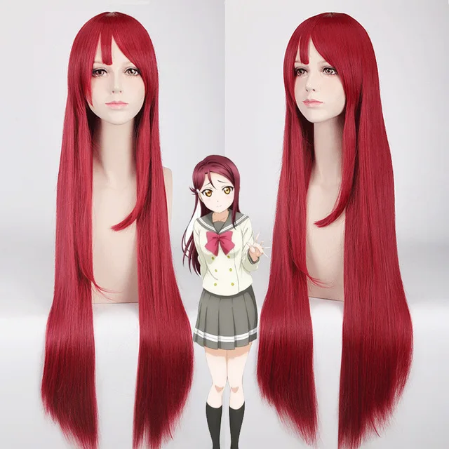 

80CM Women LoveLive Sunshine Sakurauchi Riko cosplay Wig Love Live 80cm red Fake Hair Heat Resistant Fiber Halloween Costume Wig