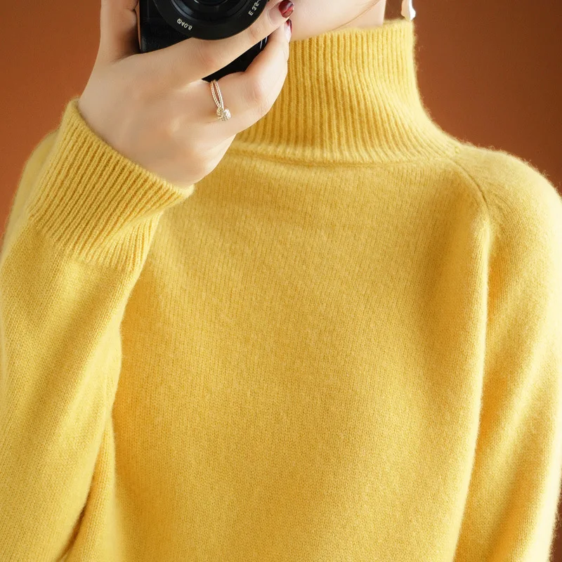 

Winter Women's Sweaters Solid Color Cashmere High Neck Knitted Inner Shirt Women Short Bottoming For Female Basic Shirt