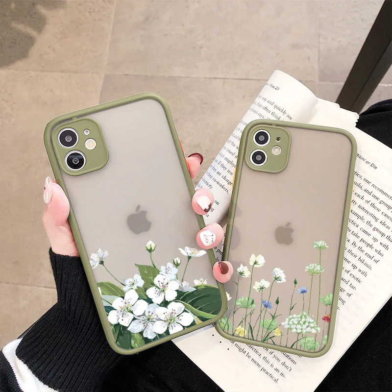 Small Floral Flower Phone Case For iPhone X XS MAX XR 14 11 12 13 Pro Max 6s 7 8 Plus SE2 Hard Matte Shockproof Fundas Cover