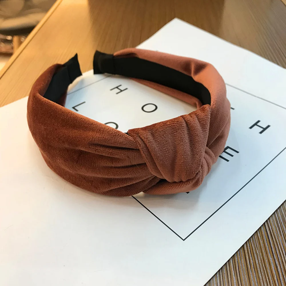 

1pcs Solid Color Knotted Headband For Women Fashion Soft Velvet Hairbands Girls Wide Hair Bands Hair Hoop Hair Accessory