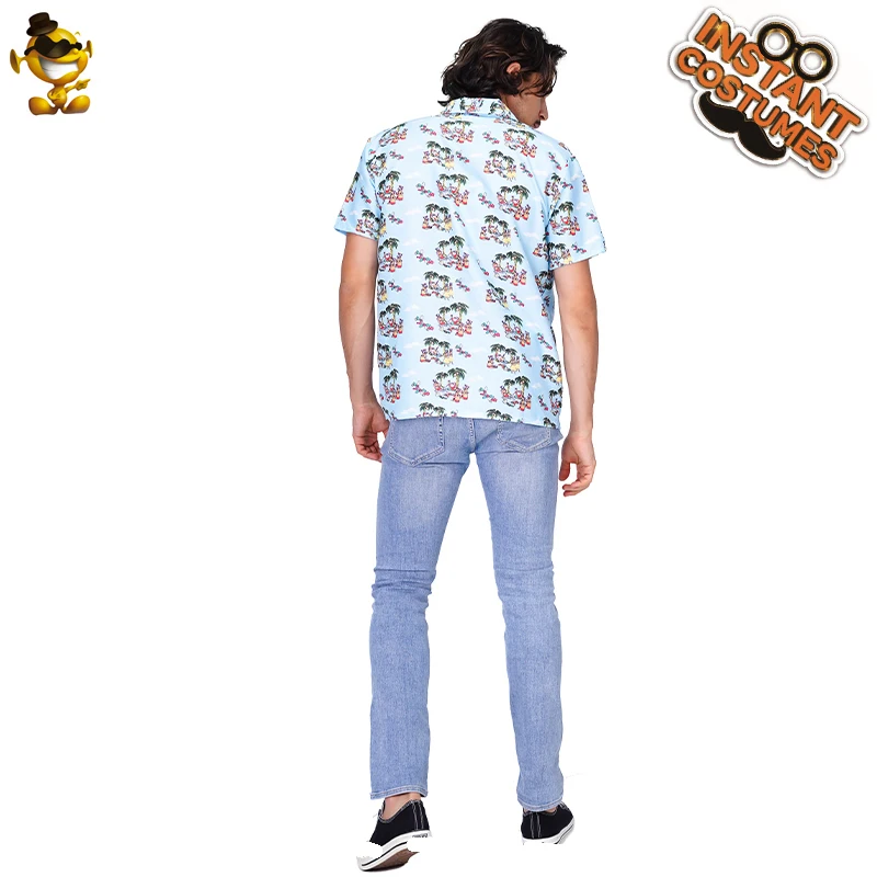 

Adult Shirt Hawaii Beach T-shirt Short-Sleeve Print Printed Pattern Hippie Shirt Cosplay Costume for Man