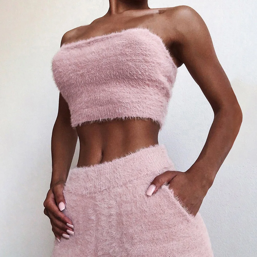 Women 2Pcs Winter Warm Clothing Casual Black Sleeveless Wrap Chest Crop Top Bodycon Shorts Co Ord Set Party Mini Clothes Female |
