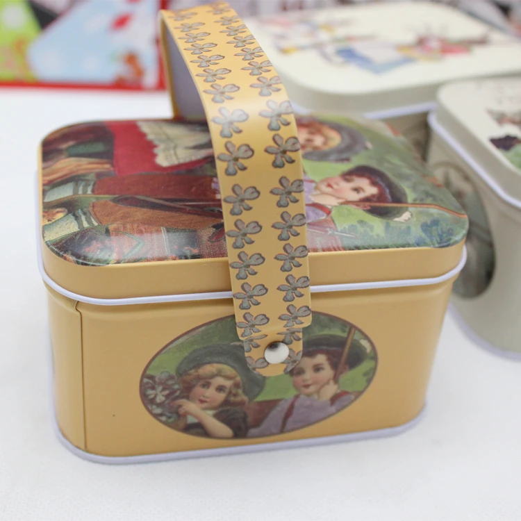 1Pc Metal Box New Arrival Vintage Small Suitcase Tin Candy Gift Box Home Organizer Jewelry Container Earphones Storage Box