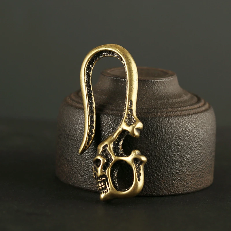 Винтажный латунный мужской брелок в стиле панк с черепами застежка крючок