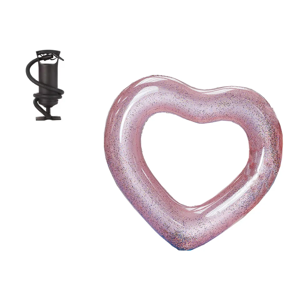 

Надувное плавательное кольцо в форме сердца, розовый/белый/золотой плавающий летний надувной матрас для активного отдыха, плявечерние, бас...