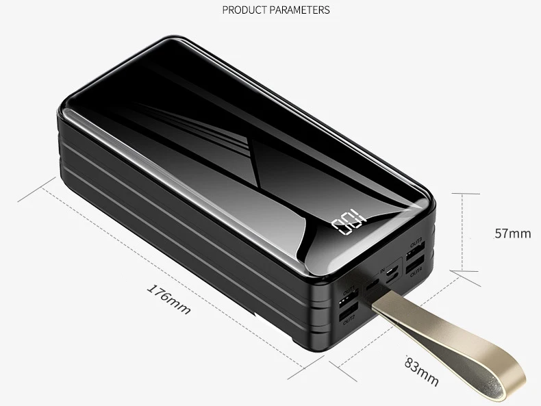 

60000mAh Power Bank Portable Fast Charging Poverbank External Battery Charger Powerbank with LED Flashlight for Phones Tablets