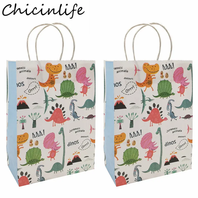 

Chicinlife, 5 шт., бумага с динозаврами, сумки для детей, подарок на день рождения, конфеты, упаковка, сумки для детского душа, джунгли, динозавры, то...