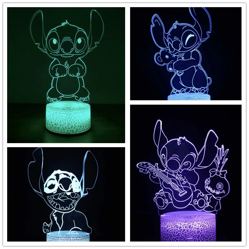 Disney Cartoon 3D Lamp Lilo & Stitch LED Night Light 3D illusion Lamp Bedroom Decoration Lampara Colorful Table Lamp Child Gifts